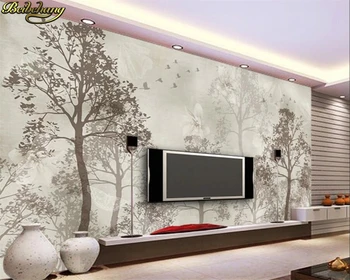 beibehang Пользовательские 3d обои фрески ностальгические абстрактные дерево белые цветы бабочка фон обои papel de parede