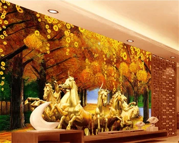 WELLYU 3D Пользовательские обои Восемь лошадей золото дерево удачи обои гостиная диван спальня телевизор настенные росписи украшение живопись