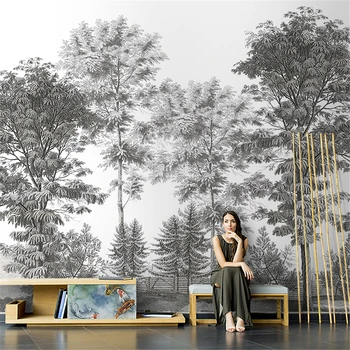 beibehang американский пасторальный черно-белый дерево искусство фрески обои гостиная телевизор фон 3D обои фрески настенное покрытие