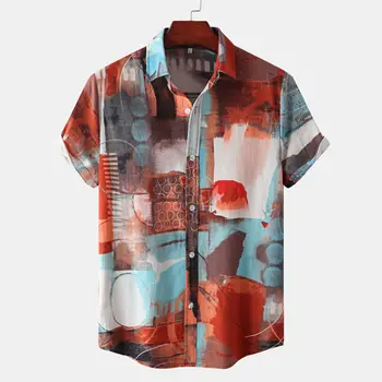 2024 Summer Color Match Летняя повседневная рубашка Мужская рубашка с лацканами Топ Camisas