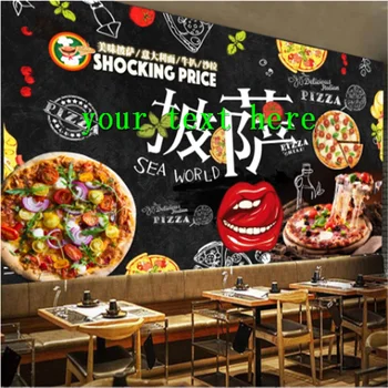 Пользовательские бургеры Западный фастфуд Обои 3D Ресторан черный Фон Италия Пицца Снэк-бар Настенные обои 3D
