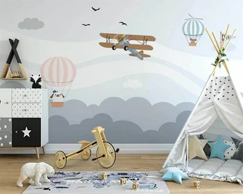 beibehang Изготовленный на заказ современный новый скандинавский ручной росписи звездное небо луна белый кролик детская комната фон обои папье-папье