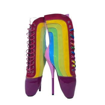 сексуальный вкус индивидуальный 19 см супер высокий каблук фетиш балетные туфли большой радужный цвет модная обувь