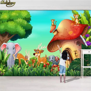 beibehang Изготовленные на заказ скандинавские ветровые животные лес слон обезьяна фотообои для детской комнаты спальни фон 3D фото обои