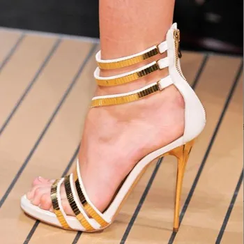Shofoo обувь .летняя мода универсальные сандалии женские высокий каблук тонкий каблук каблук высотой около 11 см
