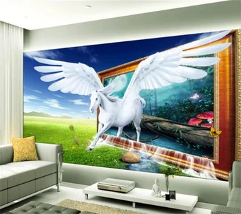 wellyu Пользовательские обои 3D Стерео Фотообои Dream Pegasus Гостиная Обои ТВ Фон стены papel de parede 3D обои