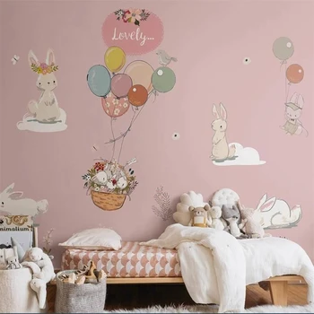 пользовательские скандинавские мультяшные фотообои для детской комнаты кролик обои спальня мальчика и девочки гостиная фон обои