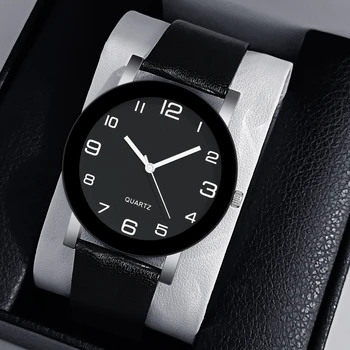 2023 Новые простые мужские часы с цифровыми весами для отдыха Мужской ремень Кварцевые мужские наручные часы