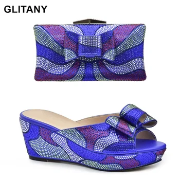  Новая новейшая итальянская обувь с соответствующими сумками Обувь Итальянская обувь и сумка в тон Свадебная вечеринка Высококачественная африканская свадебная обувь