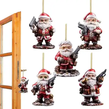  Новые рождественские украшения Санта-Клауса 5 шт. Акриловые забавные украшения для автомобиля Санта-Клауса Рождественский набор украшений Санта-Клауса для окна