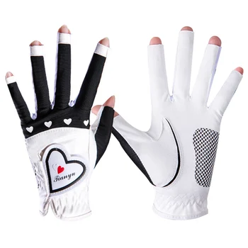 1 пара перчаток для гольфа Противоскользящие женские перчатки для левой/правой руки Мягкие дышащие перчатки из микрофибры Быстросохнущие перчатки Аксессуары для гольфа