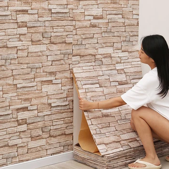 1 шт. 77 см * 70 см 3D наклейка на стену имитация кирпича спальня домашний декор водонепроницаемые самоклеящиеся обои DIY для гостиной