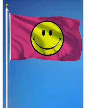 60x90 см 90x150 см Розовый Счастливое Лицо Флаг Баннер Гобелен
