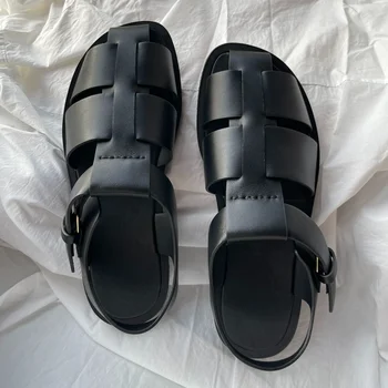 Летняя обувь Самый элитный тип римских сандалий Импортные гибридные сандалии из овчины для женщин