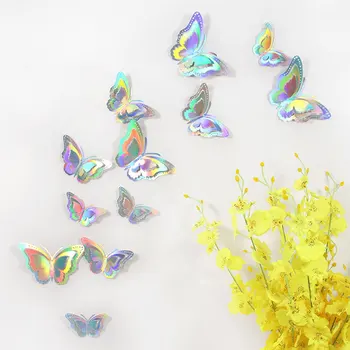 12x градиентная полая 3D наклейка на стену с бабочкой для украшения свадьбы гостиная домашний декор наклейка бабочка для детской комнаты