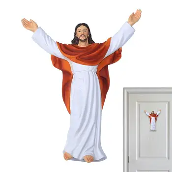 Декоративная смола Статуя Иисуса Христа Статуэтка Воскресения Авто Украшение Статуя Христианского Святого Праздничный подарок