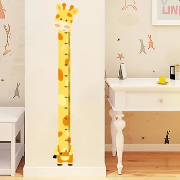 Настенные наклейки с мультяшным жирафом для детей: декоративные наклейки и рекорд роста для комнаты, гостиной, детской