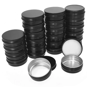 Алюминиевые жестяные банки - 24 упаковки по 2 унции / 60 г круглого металлического контейнера с завинчивающейся крышкой и 40 упаковок 1 унция / 30 г