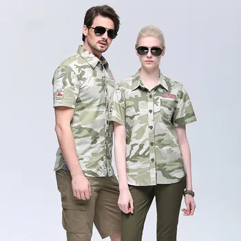 Новинка 2020 Военные рубашки для пар Лето Хлопок Дышащие качественные тактические рубашки Спортивные зеленые камуфляжные повседневные футболки Топы