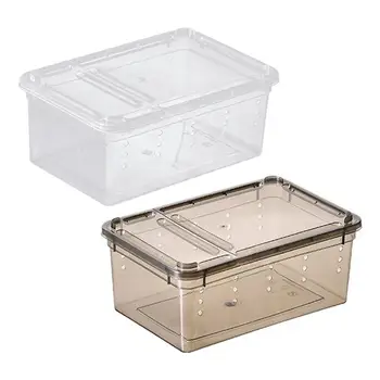 Коробка для кормления рептилий Дизайн с двойным отверстием Среда обитания животных Клетка Террариум для хомяков, скорпионов, лягушек, ежей