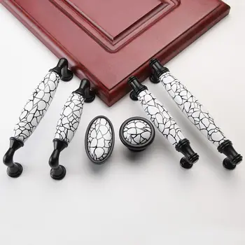  Черная керамическая мебельная ручка в американском стиле Простая ручка кухонного шкафа Шкаф Круглая ручка ящика