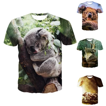 Футболка с принтом коалы Свободная футболка с 3D-печатью Симпатичная и персонализированная футболка
