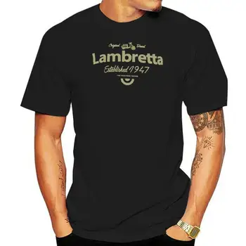 Lambretta Est.1947 Принт Темно-синяя футболка Мужская летняя модная футболка Повседневные топы Одежда