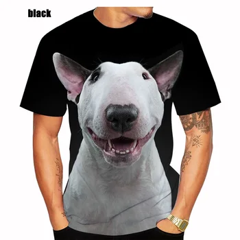 Мода Бультерьер 3D-печатная футболка для мужчин и женщин Повседневная собака Бультерьер Короткое рукавное мужское платье
