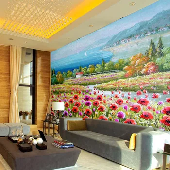 beibehang Ресторан диван гостиная обои большие влагодышащие фотообои Европейская элегантная масляная живопись цветы