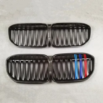 Один комплект карбонового цвета Автомобильная решетка радиатора из АБС-пластика для BMW 7 серии G11 G12 2020+ Carbon Look Глянцевая черная решетка переднего бампера