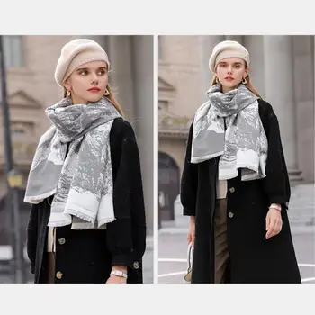  Цветная шаль Стильный осенне-зимний женский шарф с цветным принтом Толстый длинный широкий тепловой дизайн для шеи