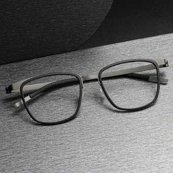  Сверхлегкие очки из чистого титана Мужские маленькие очки Ретро Мода Polygon Роскошные оптические очки по рецепту Оправа 9717