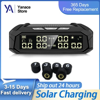 Yanace Solar TPMS Контроль давления в шинах для 6 датчиков Автомобильный датчик TPMS Грузовик для 8 бар Автоматическая интеллектуальная сигнализация Цифровой дисплей
