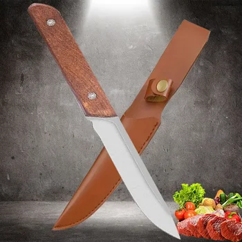 Home Фруктовый нож Нож для очистки овощей Ручка из нержавеющей стали Мясо На открытом воздухе Кемпинг Обвалка Нож для барбекю Многофункциональный кухонный нож
