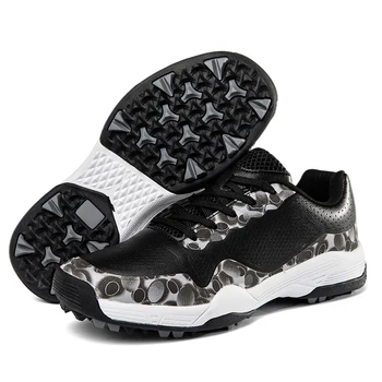 2023 Летняя женская обувь для гольфа Мужские нескользящие кроссовки для гольфа Дышащая спортивная обувь для тренировок по гольфу Черные шипы Обувь для гольфа