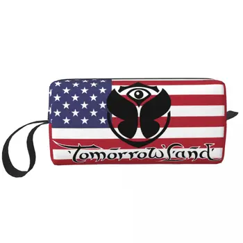 Пользовательский флаг США Tomorrowlands Дорожная косметичка Женские туалетные принадлежности Органайзер для макияжа Женские сумки для хранения красоты Dopp Kit Box Case