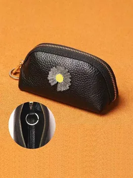 Качественный кошелек для ключей из полиуретана - безопасное хранение ключей от автомобиля и дома Реалистичный декор из золотых кристаллов
