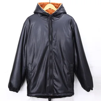 2023 Модная мужская зимняя толстая кожаная куртка нового стиля из бархата оверсайз PU кожаная куртка Размер куртки M-5XL