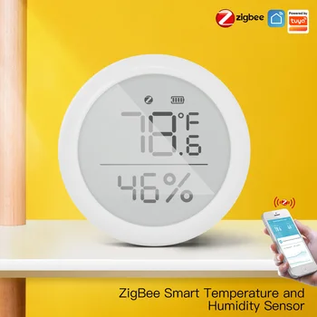 MOES Tuya Smart ZigBee Датчик температуры и влажности Внутренний гигрометр с цифровым ЖК-дисплеем Smart Life APP Пульт дистанционного управления