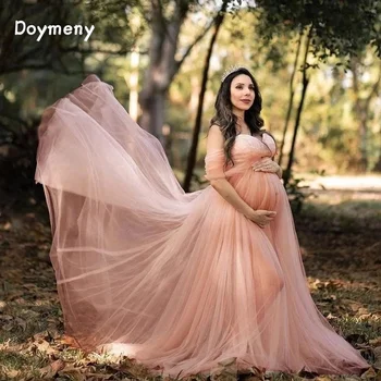 Doymeny Женское платье для беременных с длинными пышными рукавами Платье для беременных длиной до пола для детского душа