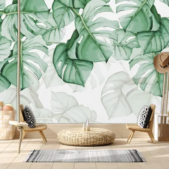 съемные дополнительные современные контактные фото настенные покрытия бумаги домашний декор обои для гостиной тропический лес лист зеленые фрески