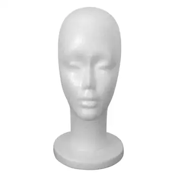 Женская голова манекена из пенопласта Модель 11,4 дюйма Высокий держатель для очков в шляпе Белая портативная гладкая поверхность