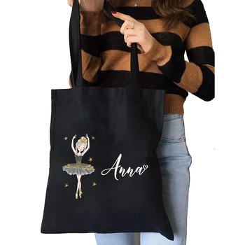 Custom Name Сумка для покупок Beauty Girl Многоразовая сумка для супермаркета Eco Canvas Aesthetic Женские боковые сумки Низкая цена оптом