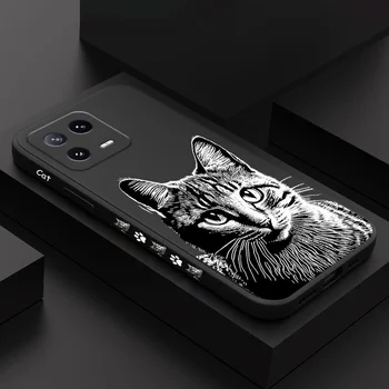 Line Cat Чехол для телефона Xiaomi Mi 14 13 13T 12 12X 12T 12S 11 11T Ultra 10 10T 9 9T 9SE 8 Pro Lite Жидкий силиконовый чехол
